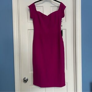 NWT Adrianna Papell size 12 bright fuchsia sweetheart off the shoulder dress